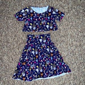 Skater Skirt & Short Sleeve Disney Girls Set Sz 14/16